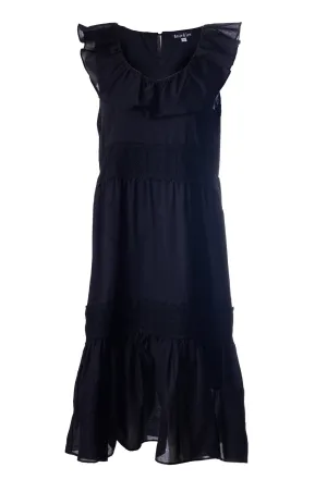 100% Cotton Voile Dress | Black | 6423A1