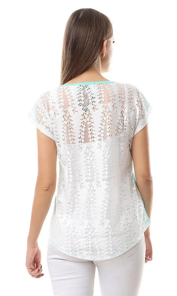 57673 Back Lace Simple Leightweight Mint Top