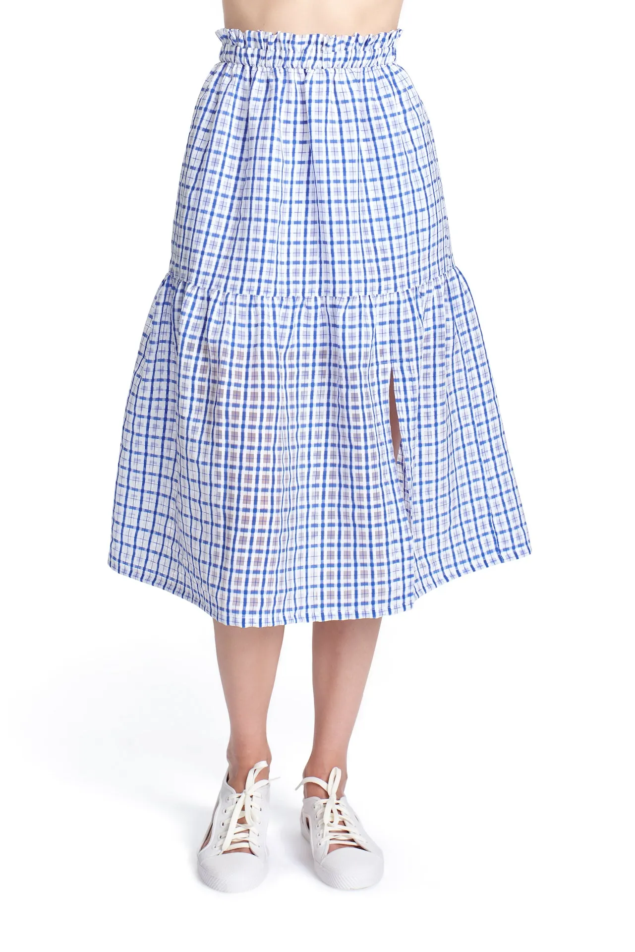 ALICE TIERED SKIRT - SHEER Plaid