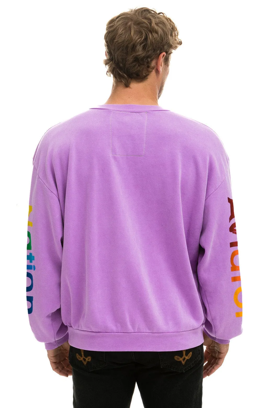 AVIATOR NATION RELAXED CREW SWEATSHIRT - NEON PURPLE