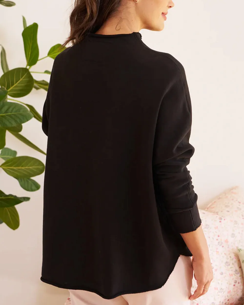 Black Effie Funnel Neck Long Sleeve Capelet