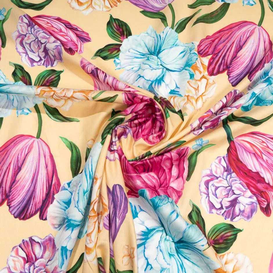 Bold Floral Printed Vanilla Luxury Cotton