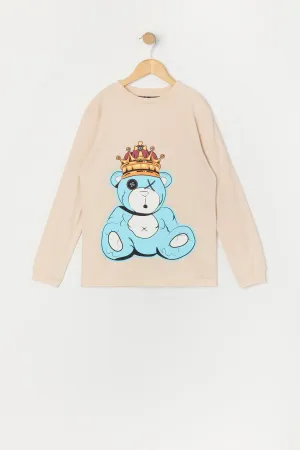 Boys King Bear Graphic Long Sleeve Top