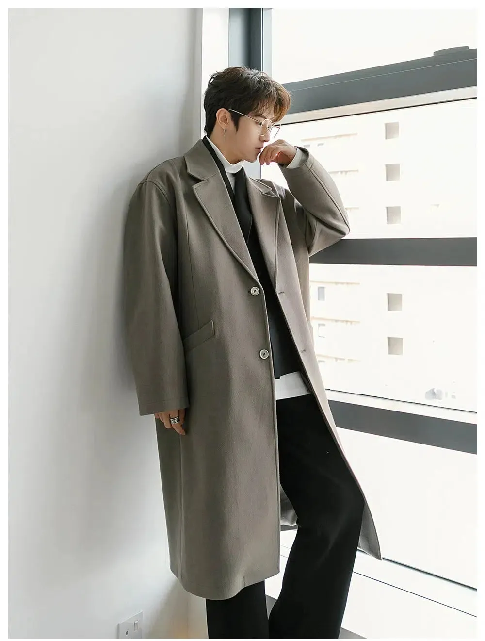 Button Closure Classic Wool Coat