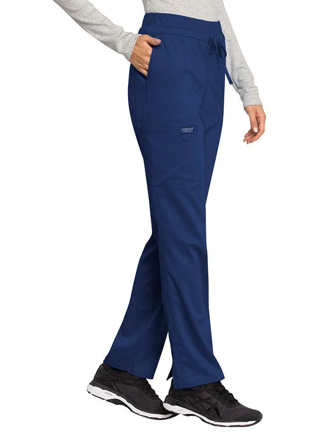 Cherokee Workwear Revolution Women's Mid Rise Tapered Leg Drawstring Petite Pant