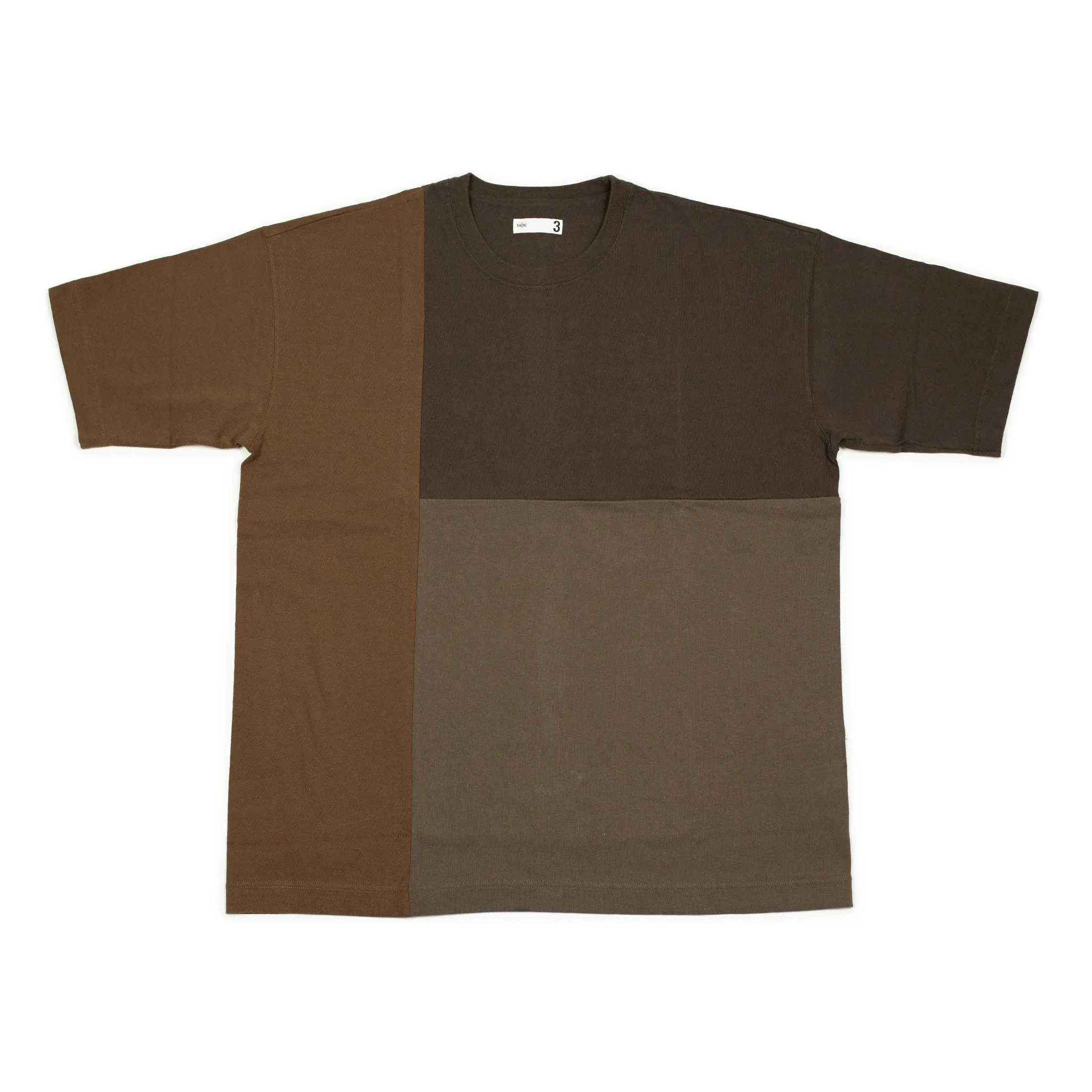 Color paneled relaxed fit tee in shades of brown