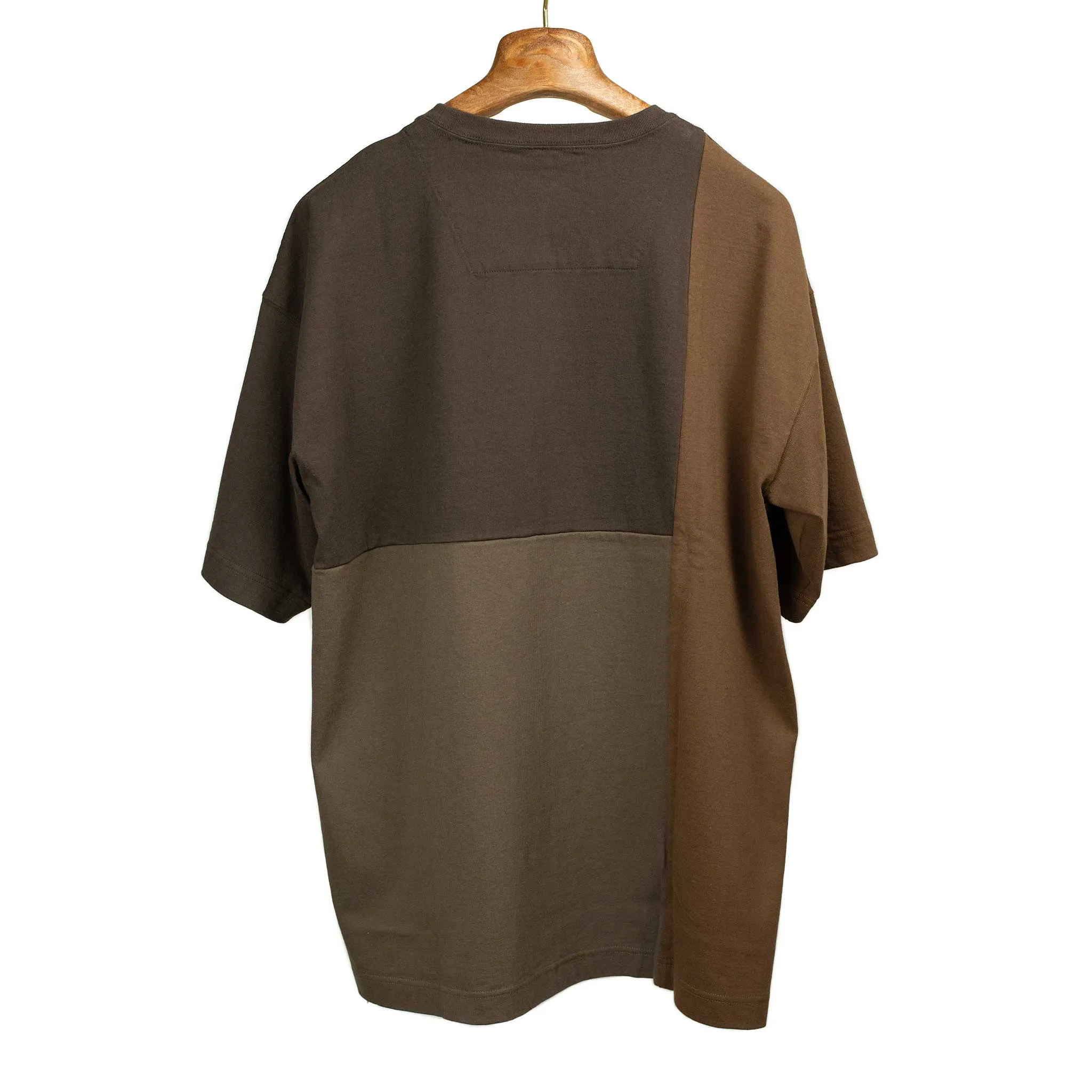 Color paneled relaxed fit tee in shades of brown