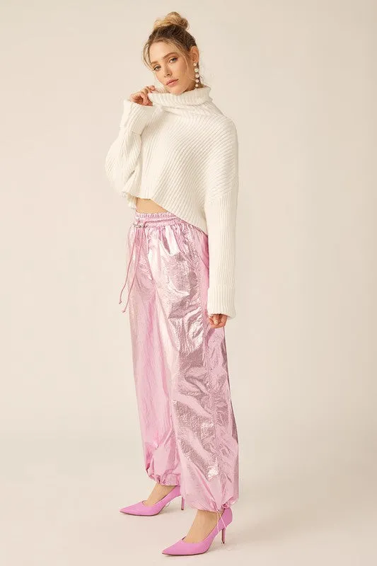 Cotton Candy Pink High Waisted Cargo Pants