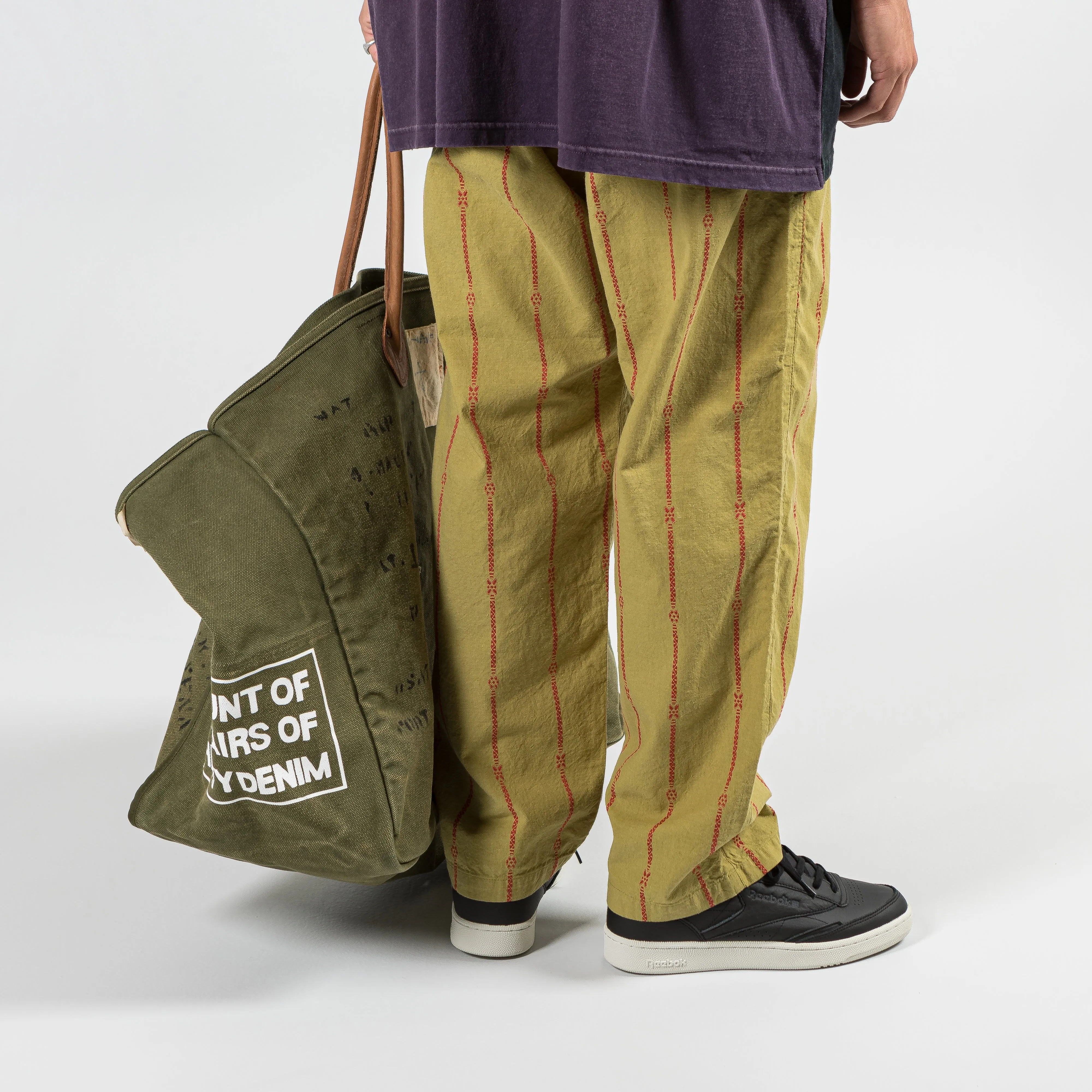 Cotton Linen SIAM Stripe EASY Pants - Light Khaki