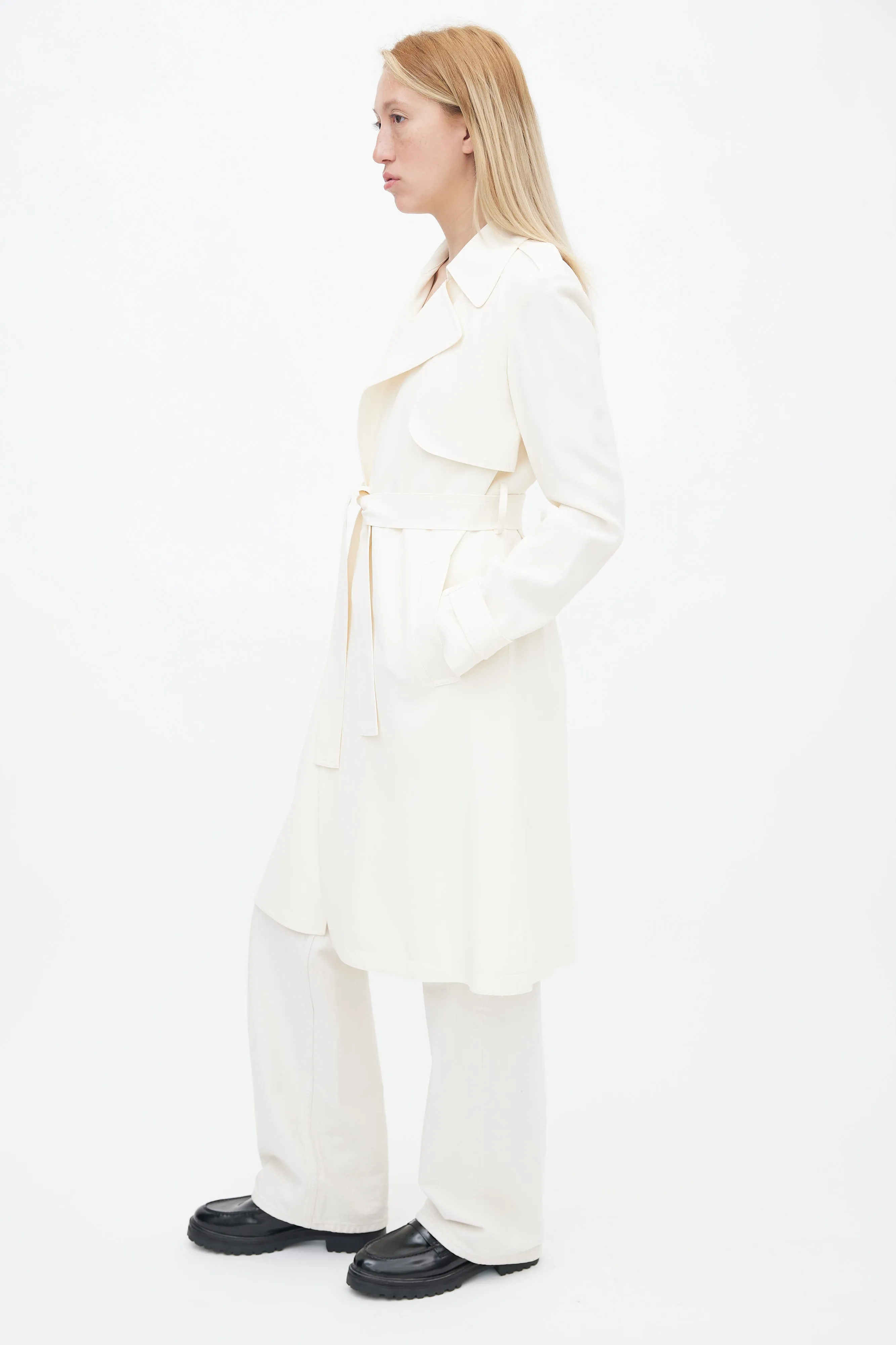 Cream Belted Trench Coat