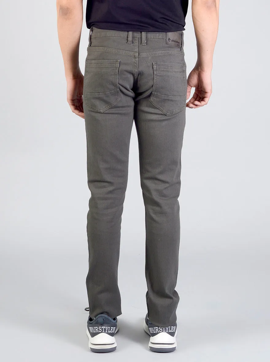 Dark Grey Solid Slim Fit Jeans | Greenfibre