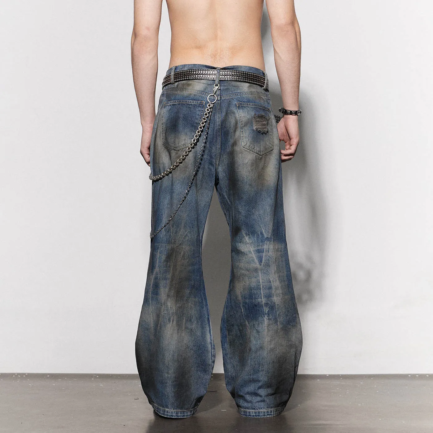 Distressed Rusty Flare Jeans