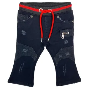 Elite- Infant Black Jeans with Red Strap