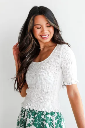 FINAL SALE - Dreamy Approach White Smocked Crop Top