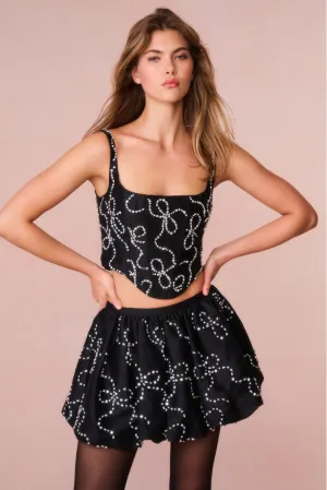 Flince Embellished Mini Bubble Skirt