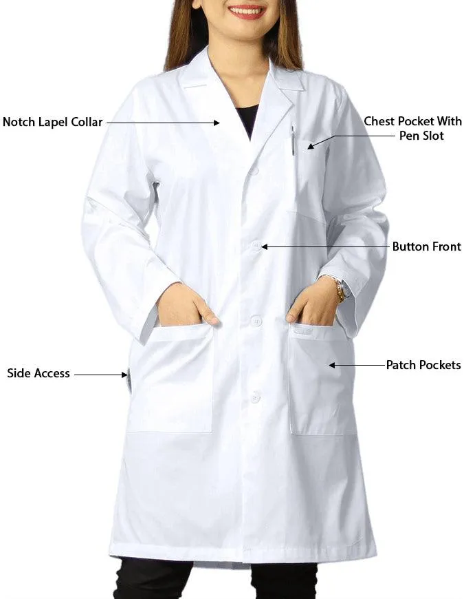 Free Embroidery Unisex Classic Long White Lab Coat