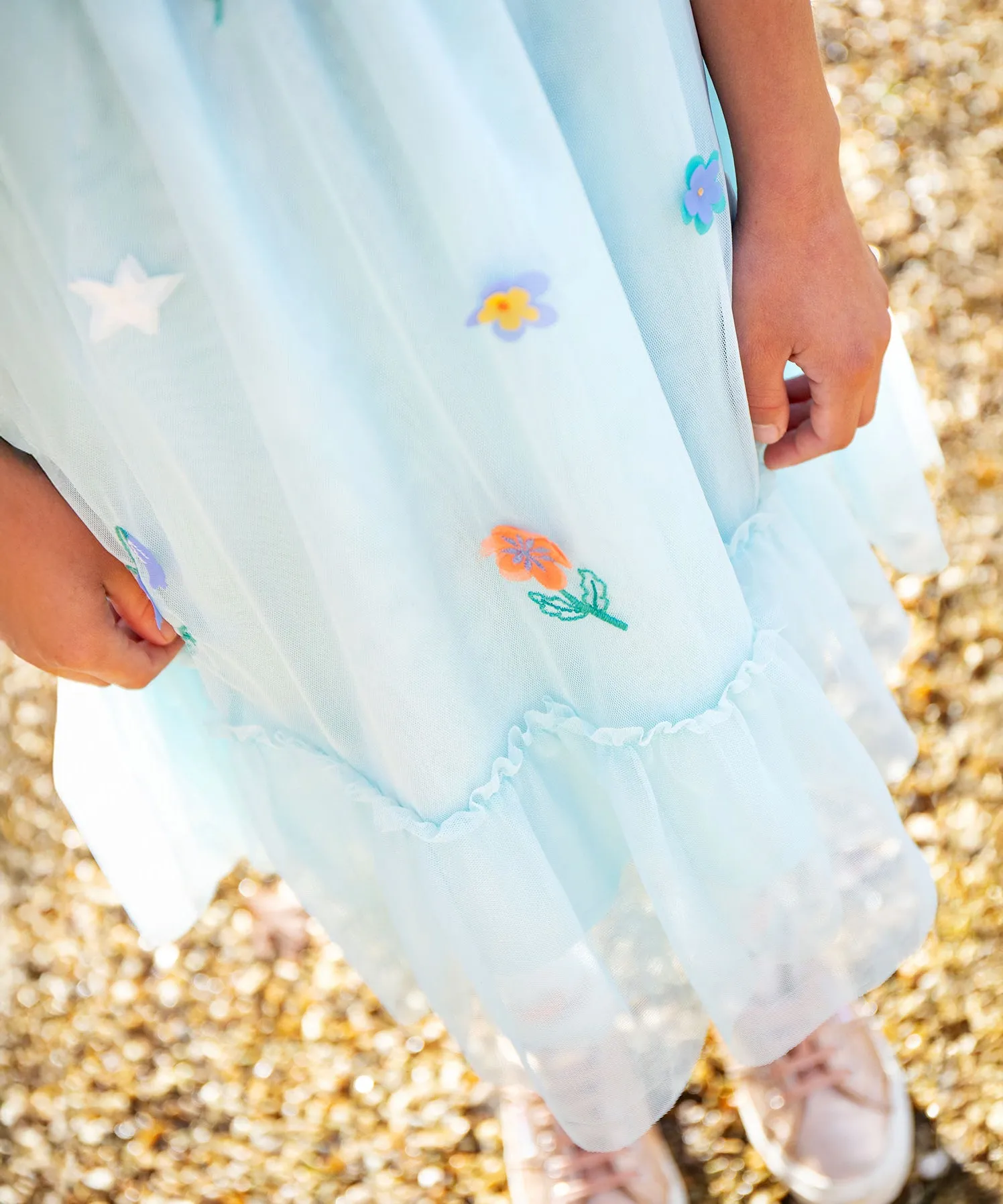 Frugi Tilda Tulle Dress - Glacia/Floral