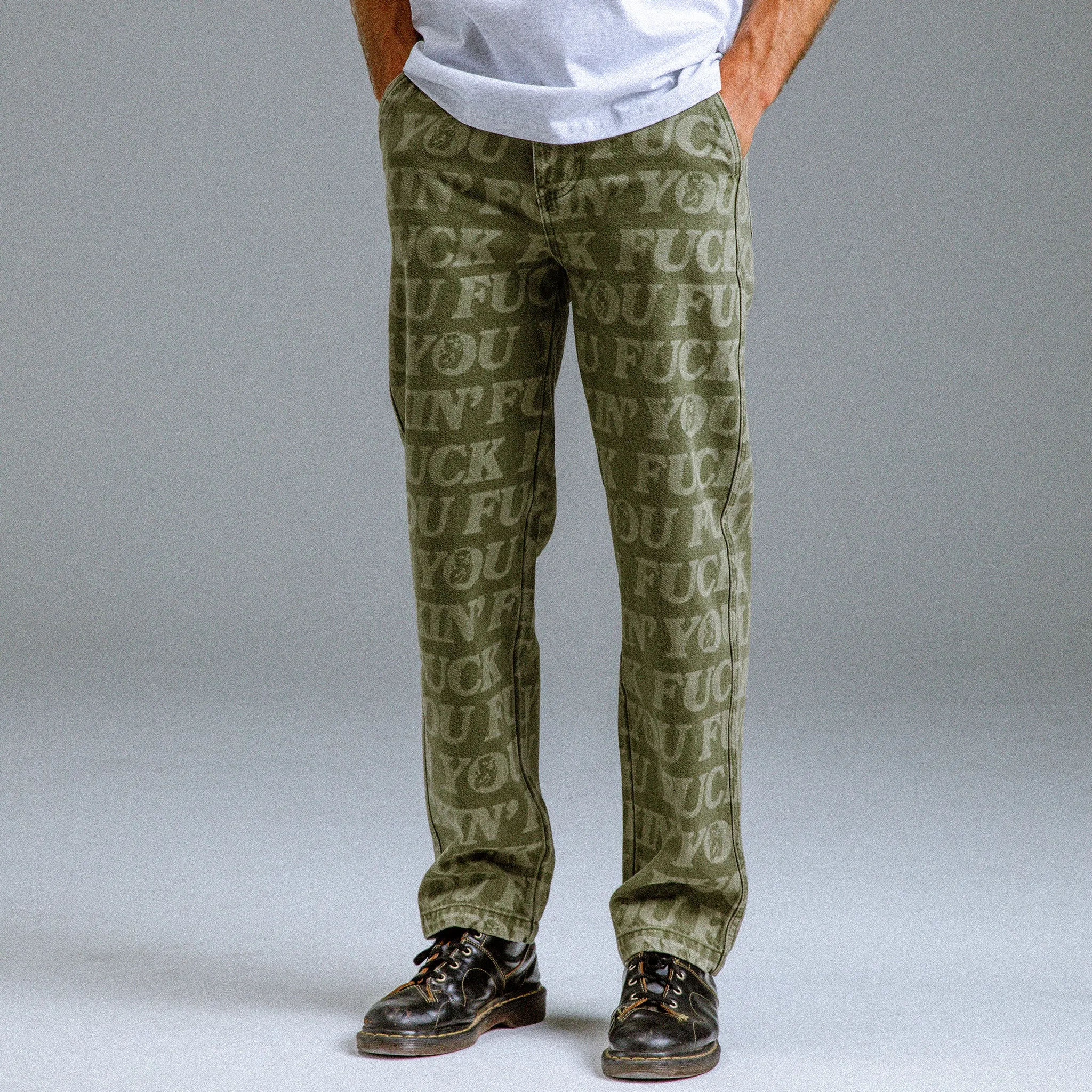 F.U.F.F. Washed Denim Pants (Light Olive Denim)