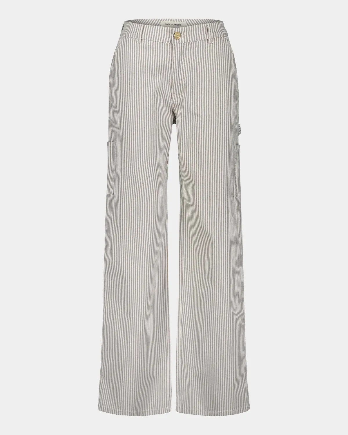 GITTESW TROUSERS - Light Brown Striped