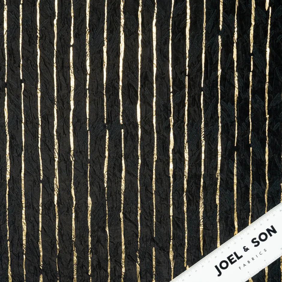 Gold Striped Black Silk Blend