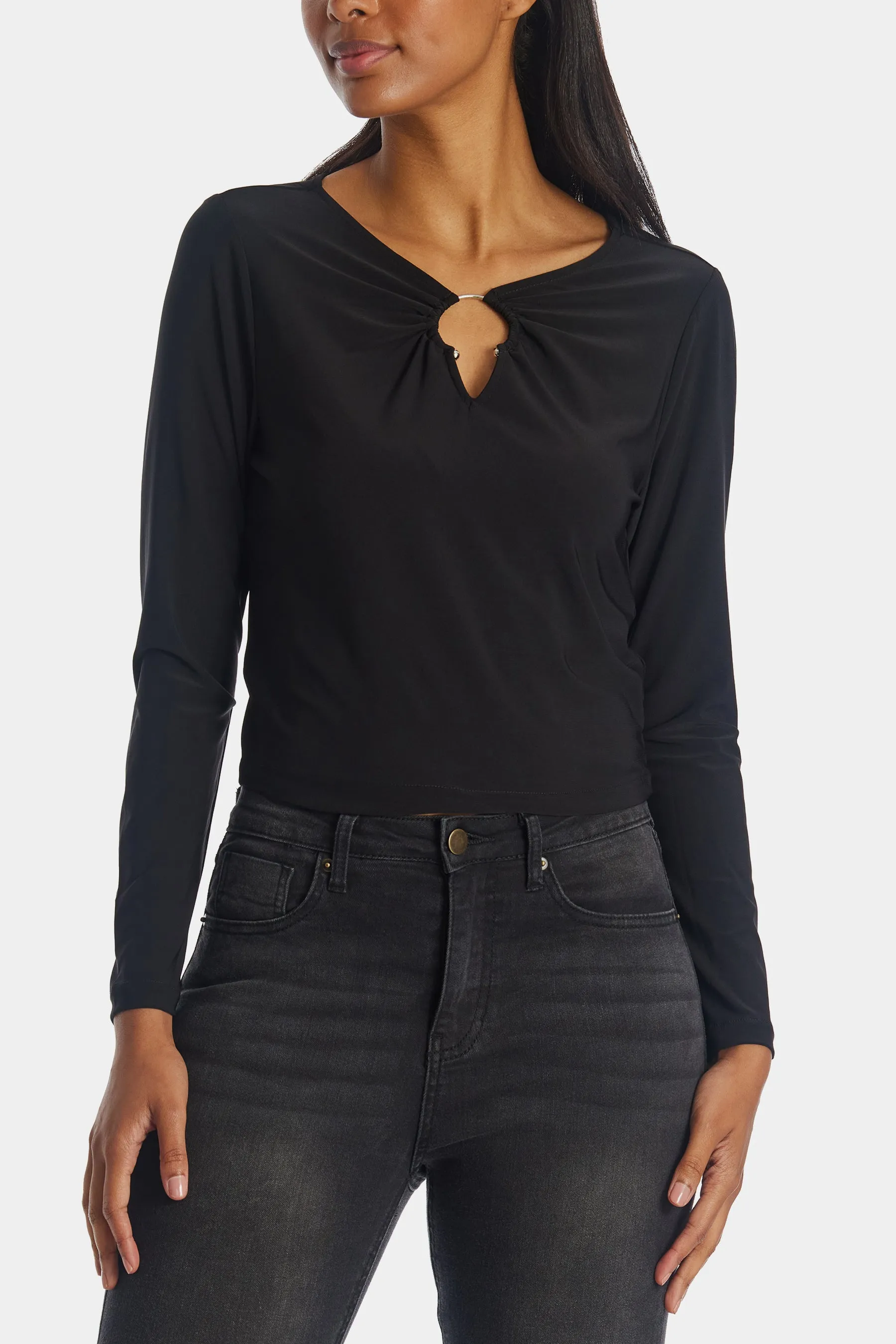 Hardware Keyhole Long Sleeve Top