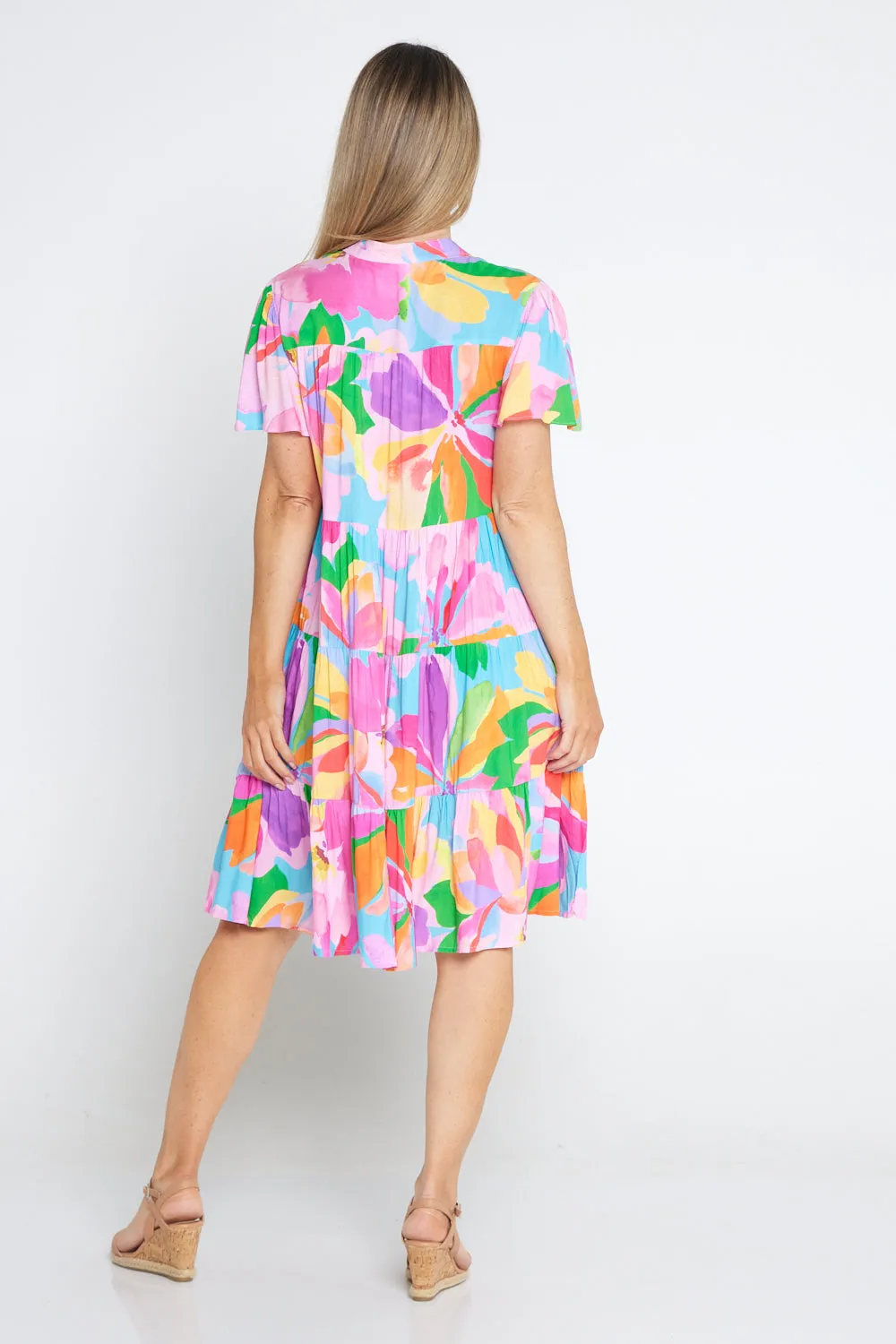 Hibiscus Hues Petite Dress - Pink Blue Floral