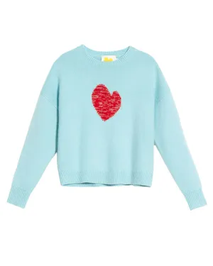 Icicle Marled Heart Boyfriend Sweater