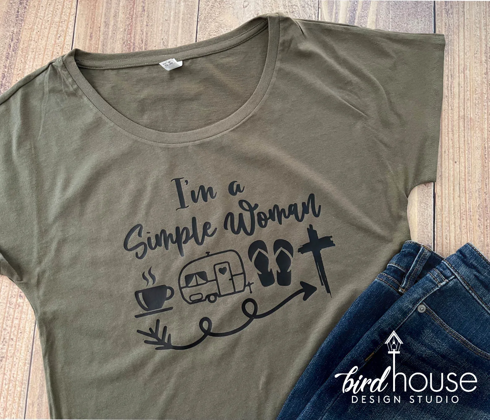 I'm a Simple Woman Shirt, Coffee, Camper, Flip Flops, Jesus, CUSTOM ANY Icon or Logo