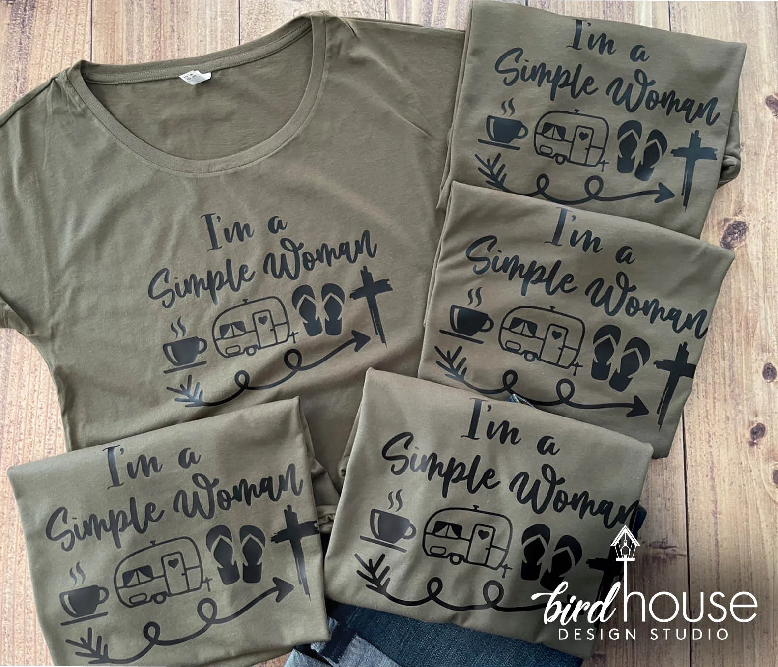 I'm a Simple Woman Shirt, Coffee, Camper, Flip Flops, Jesus, CUSTOM ANY Icon or Logo