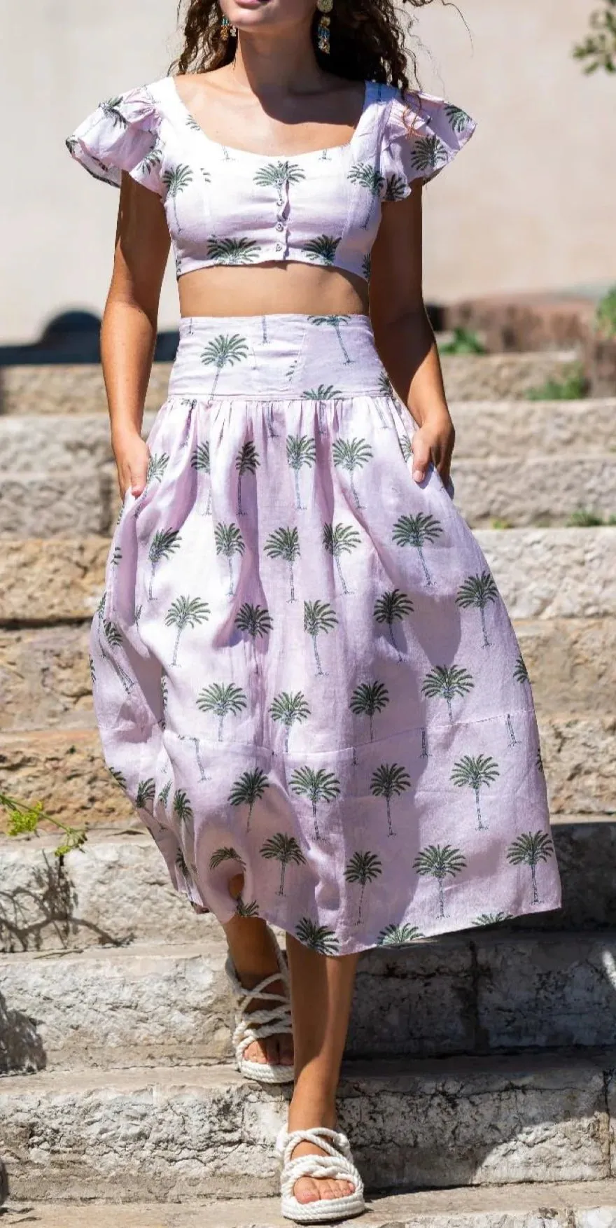 Le Palmier Maxi Skirt in Palm Tree