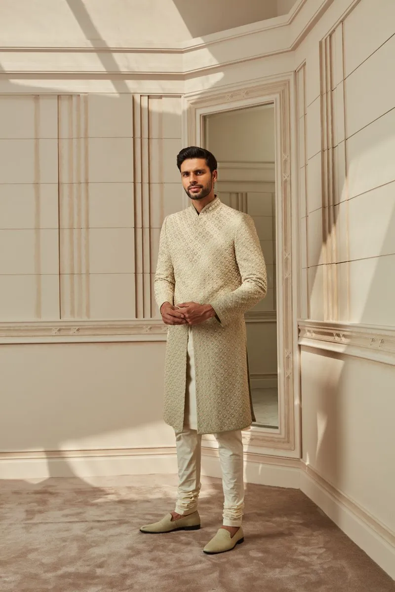 Light Green Embroidered Sherwani