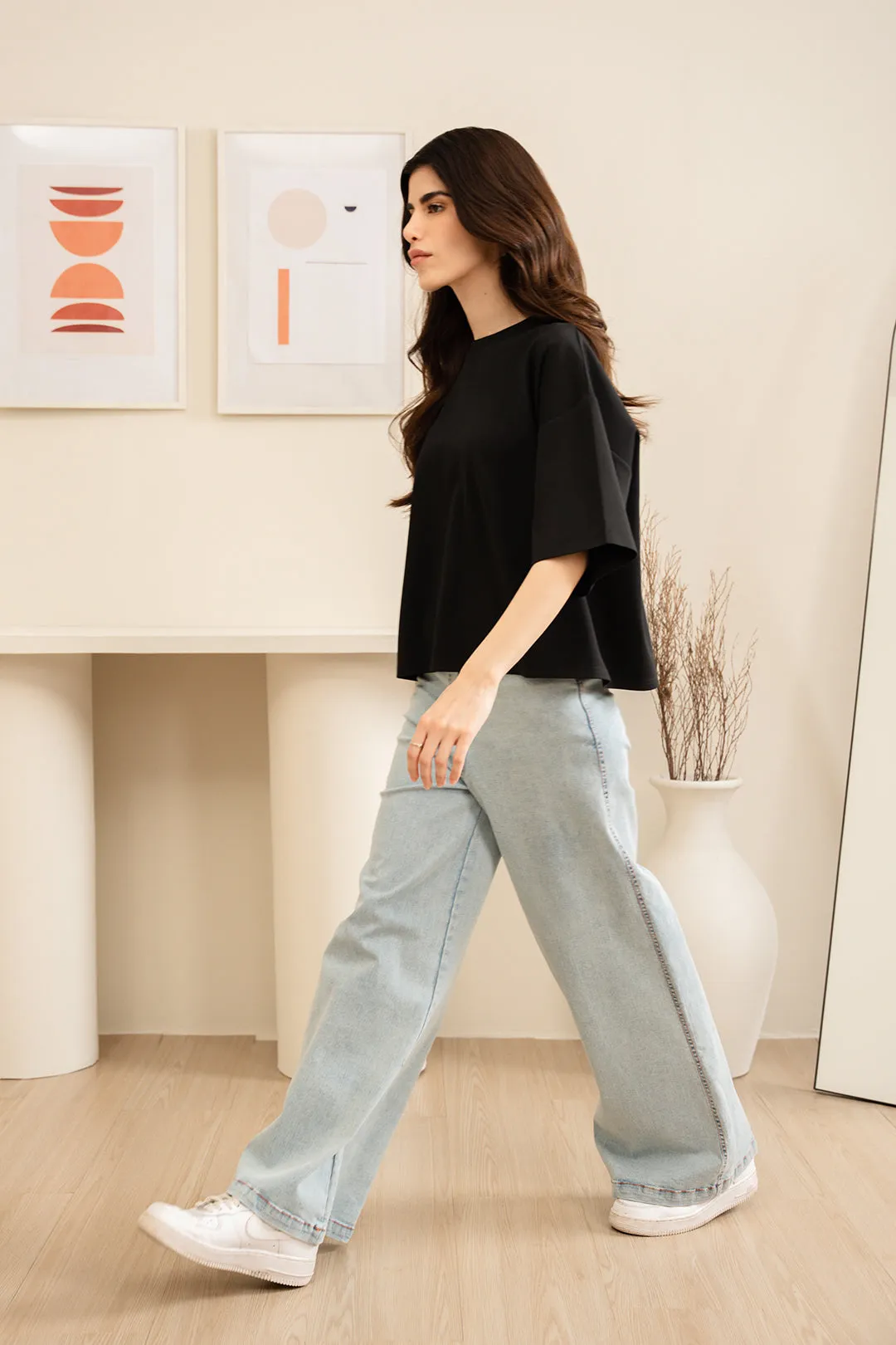 Light-Wash Denim Pants