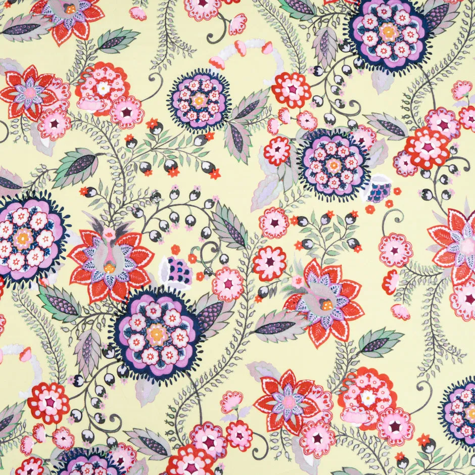 Lilac, Red & Blue Geo Floral Printed Luxury Cotton