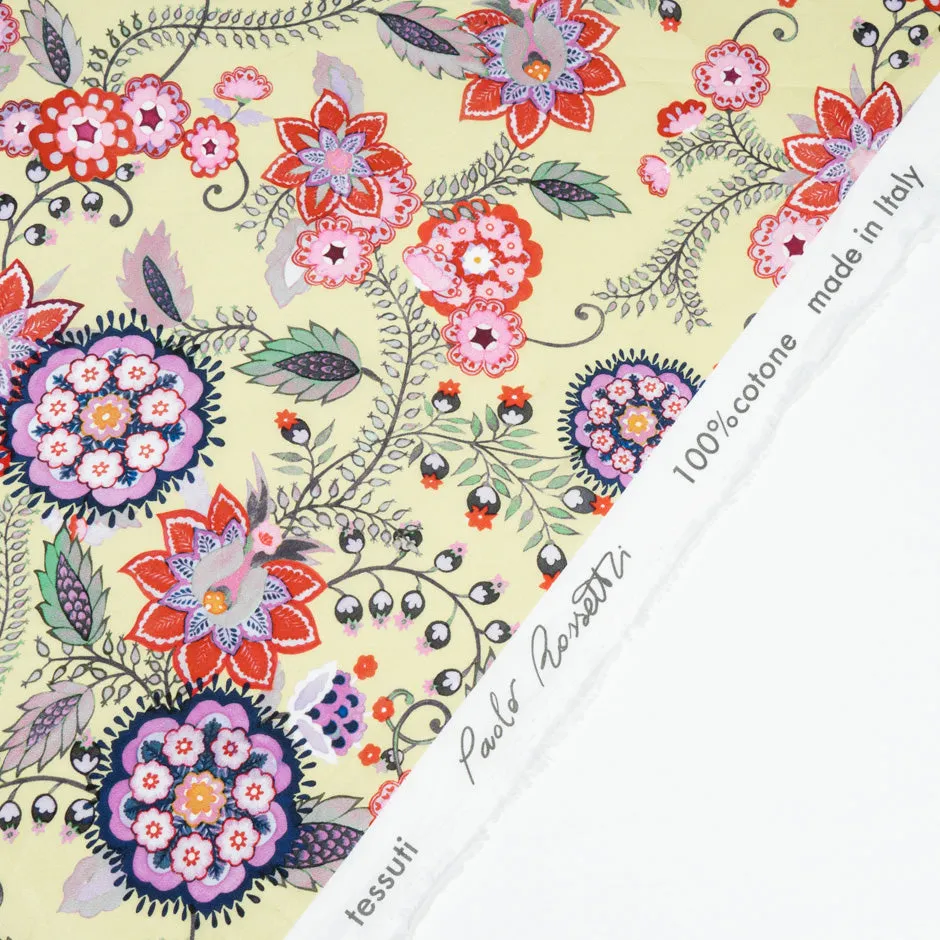 Lilac, Red & Blue Geo Floral Printed Luxury Cotton