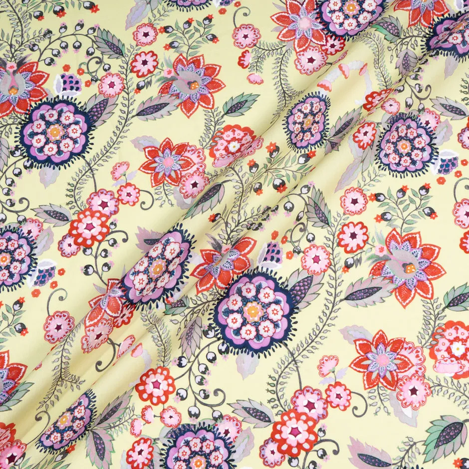 Lilac, Red & Blue Geo Floral Printed Luxury Cotton