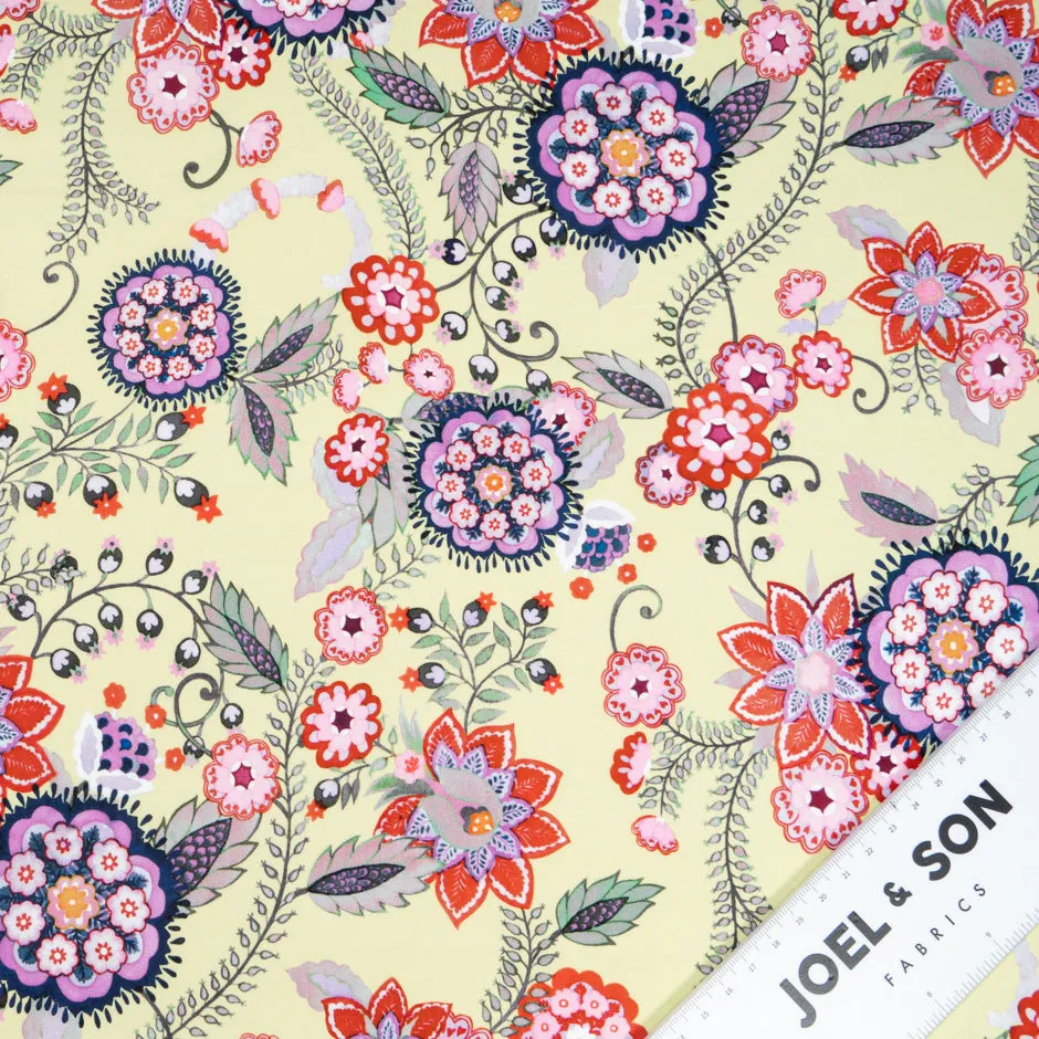 Lilac, Red & Blue Geo Floral Printed Luxury Cotton