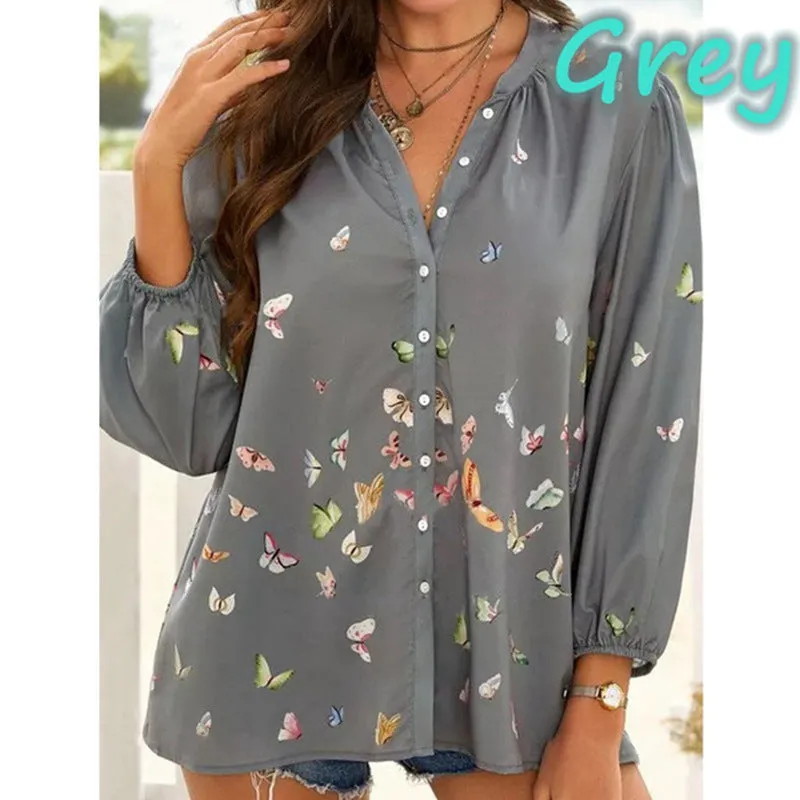 Long sleeve lapel ladies shirt shirt