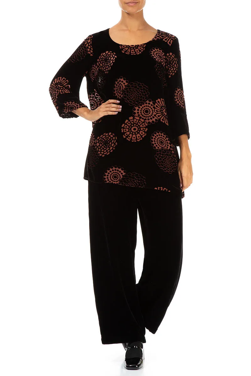 Loose Devoré Brick Silk Velvet Blouse