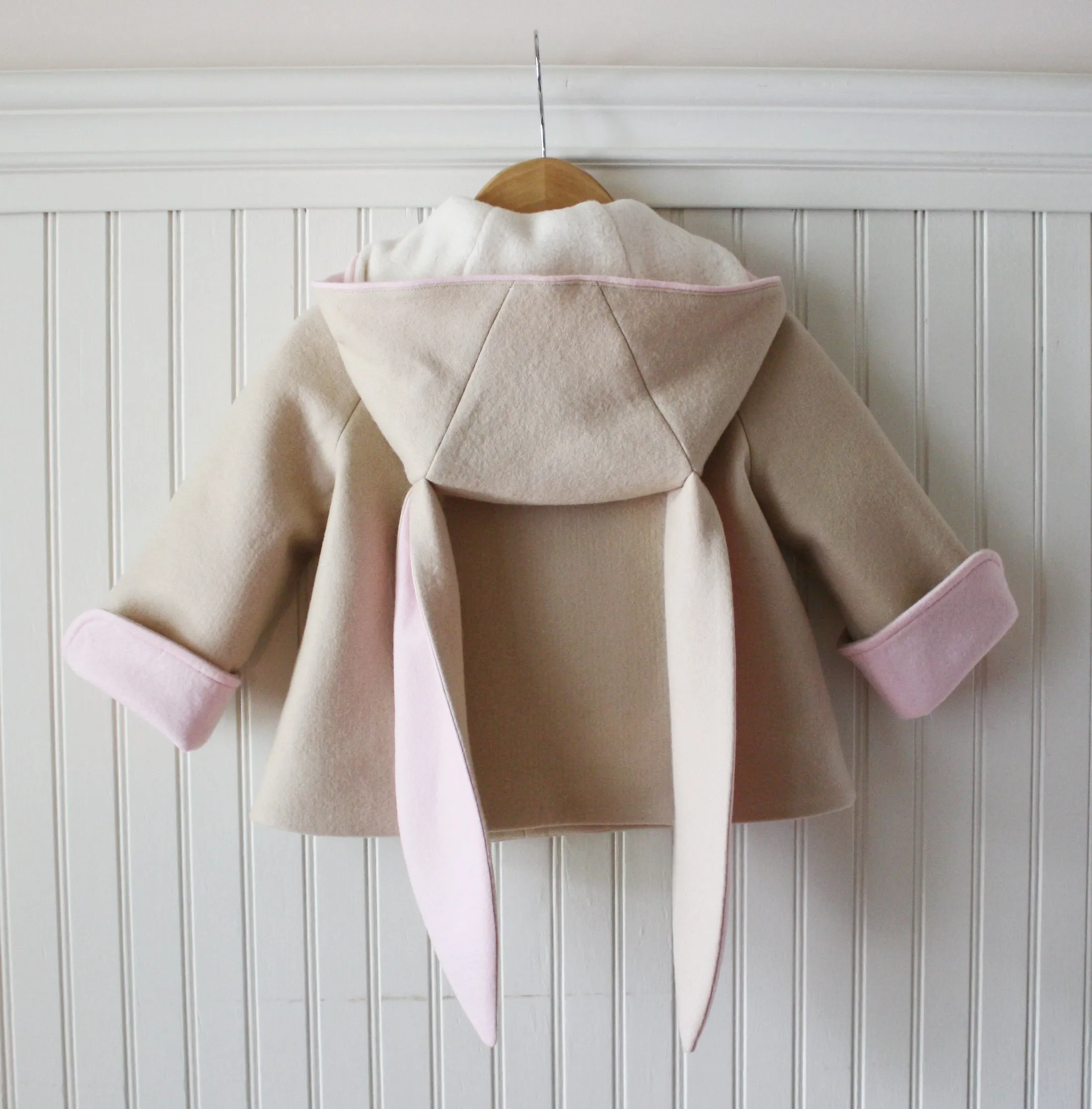 Luxe Bunny Coat in Sand & Pink