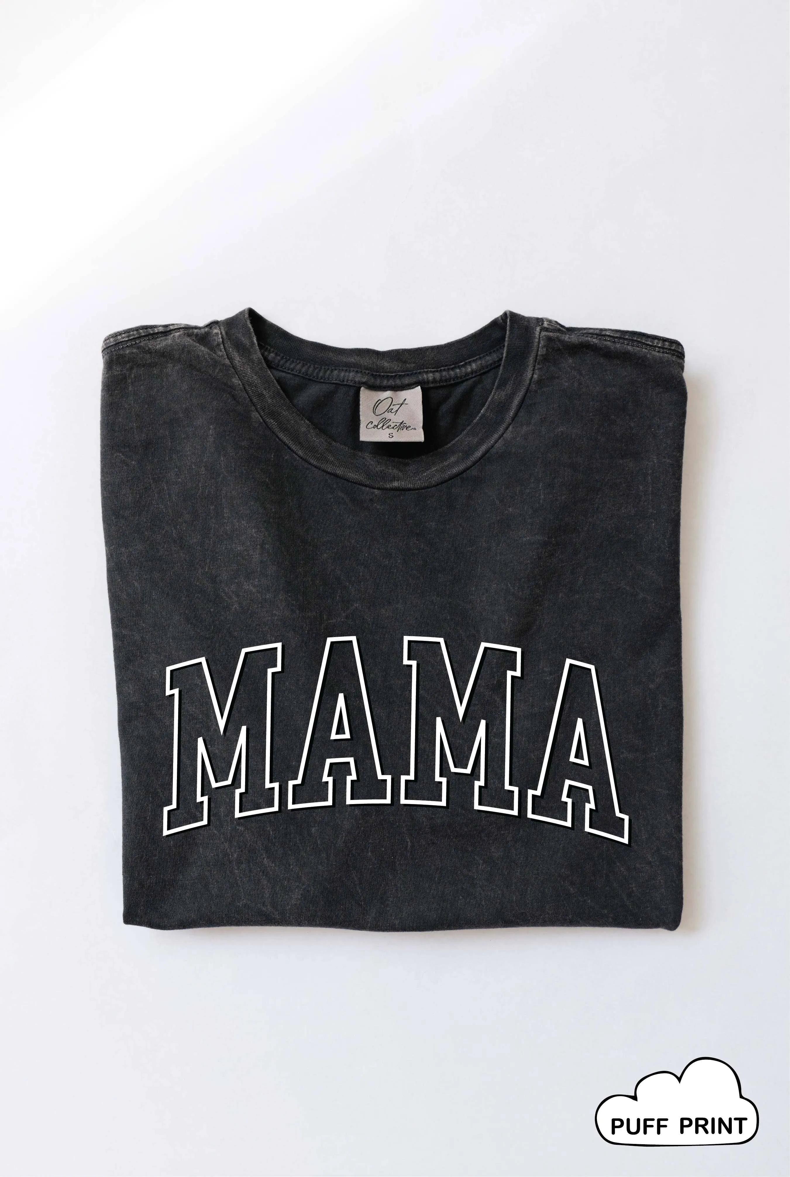 Mama Puff Print Mineral Washed Graphic Top