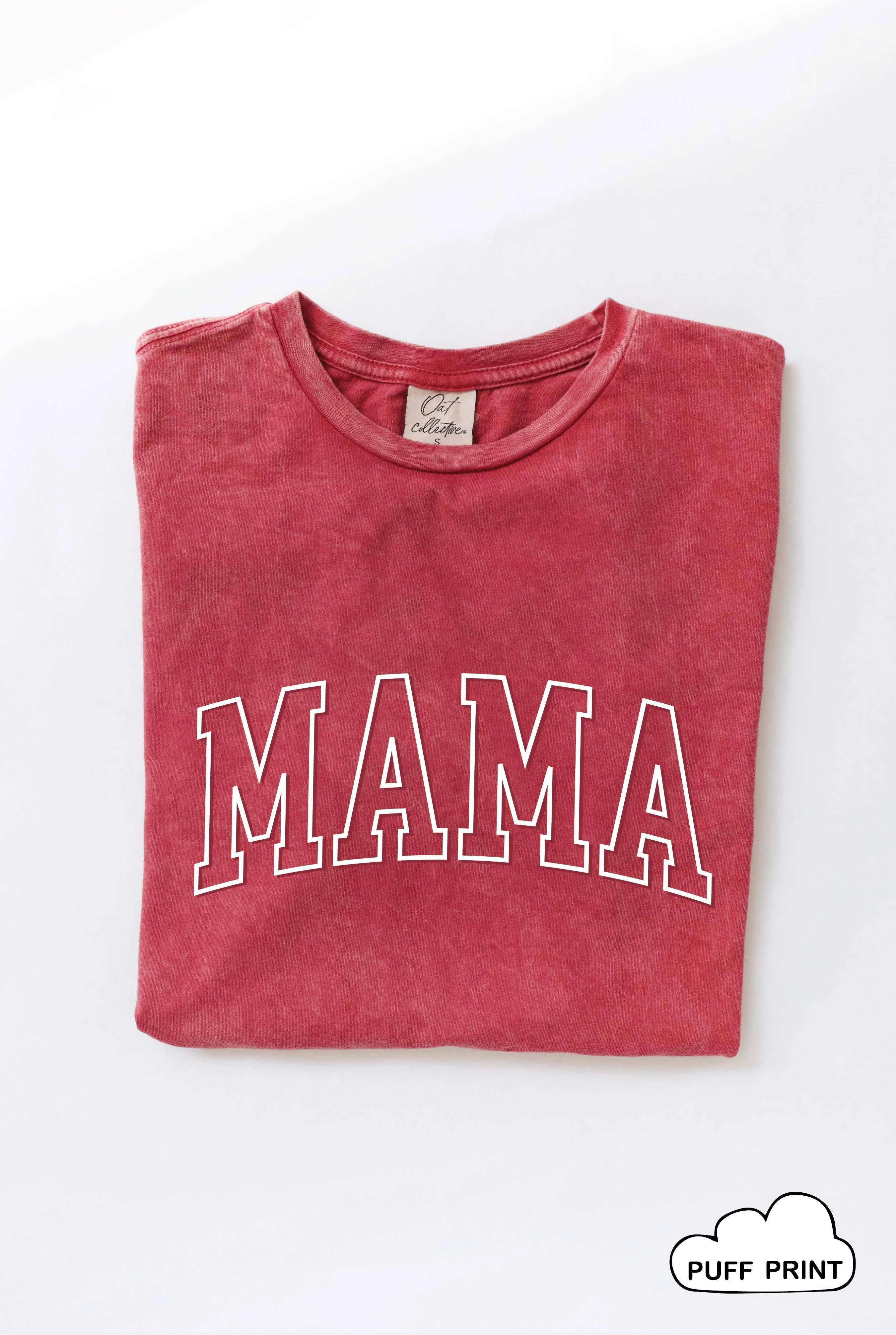 Mama Puff Print Mineral Washed Graphic Top