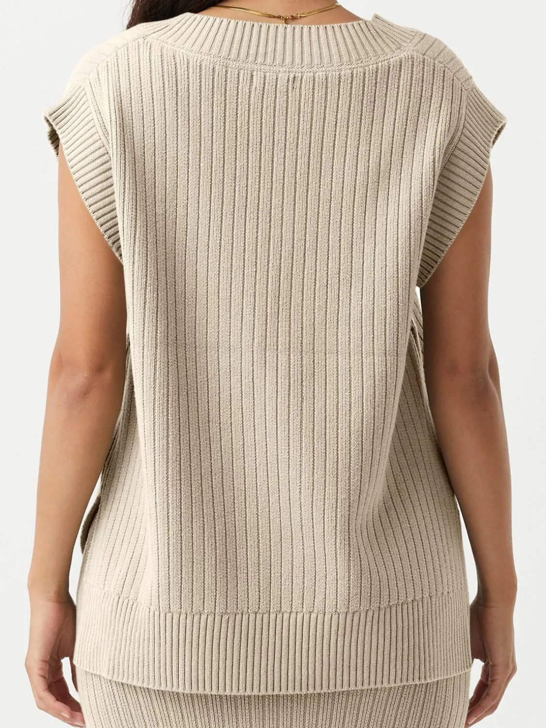 Mandy Ribbed V-Neck Sweater Vest