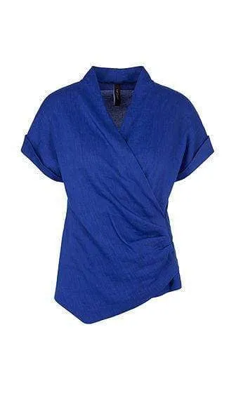 Marc Cain Blouse-style top in linen blend in Ultramarine NC 55.21 W47 363