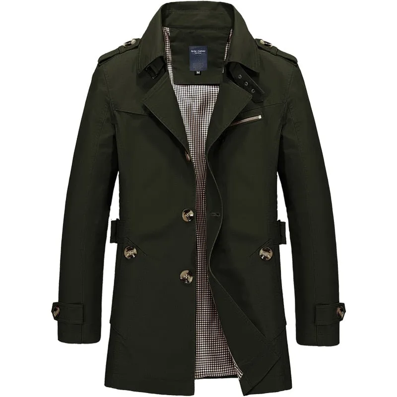 Men Trench Coat Jackets Casual Outwear Windbreaker Jacket Slim Lapel Long Coats