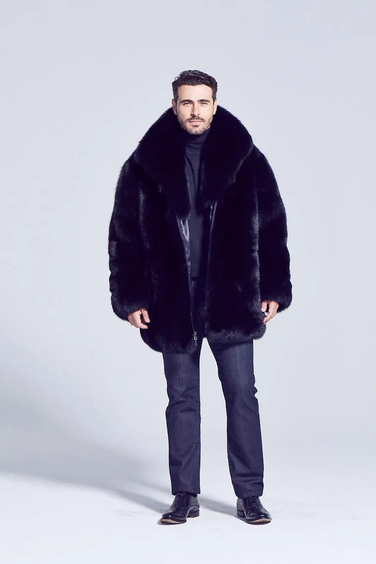 Men's Derek Black Fox Fur Jacket