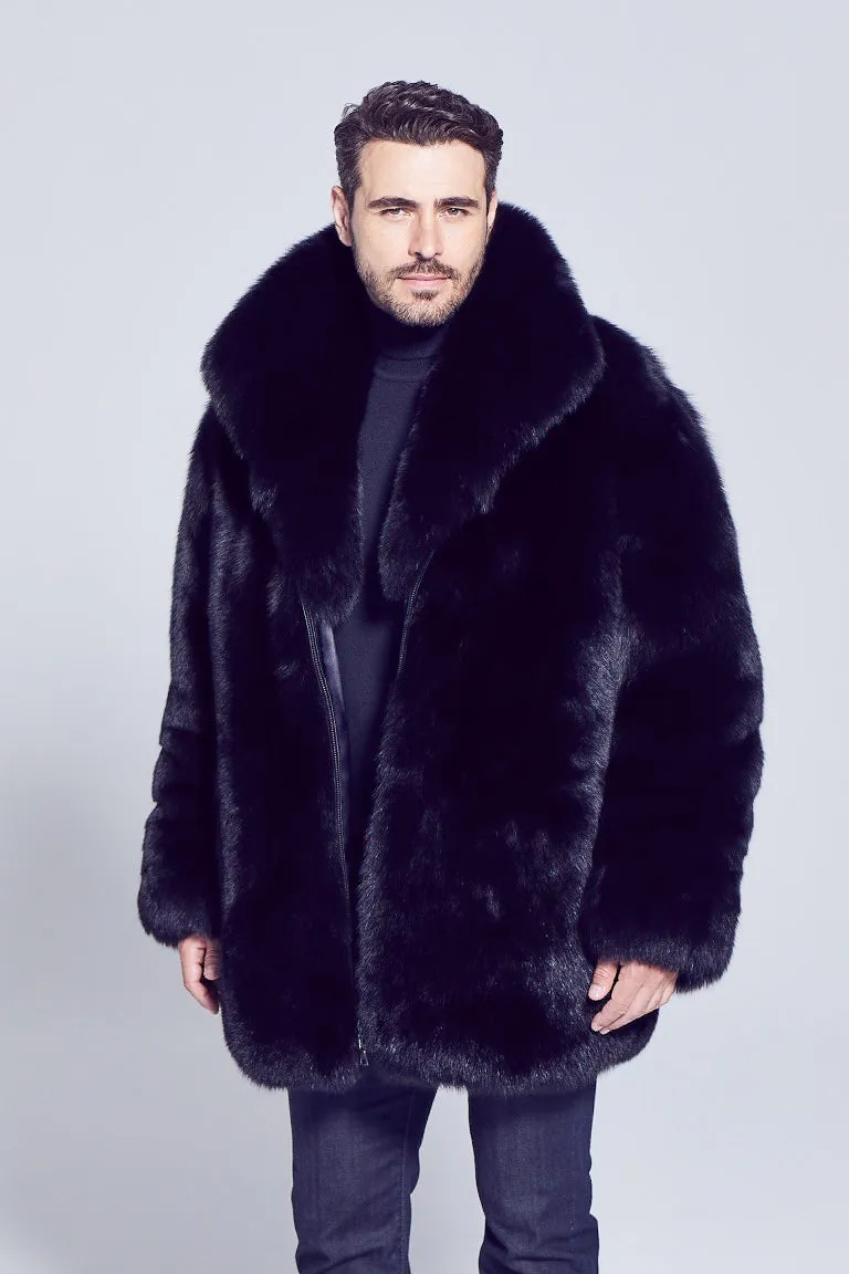 Men's Derek Black Fox Fur Jacket