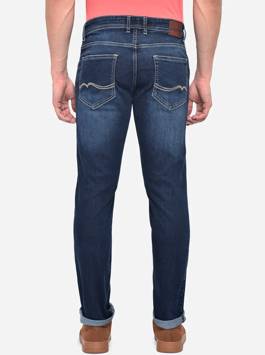 Mid Blue Washed Straight Fit Jeans | Greenfibre