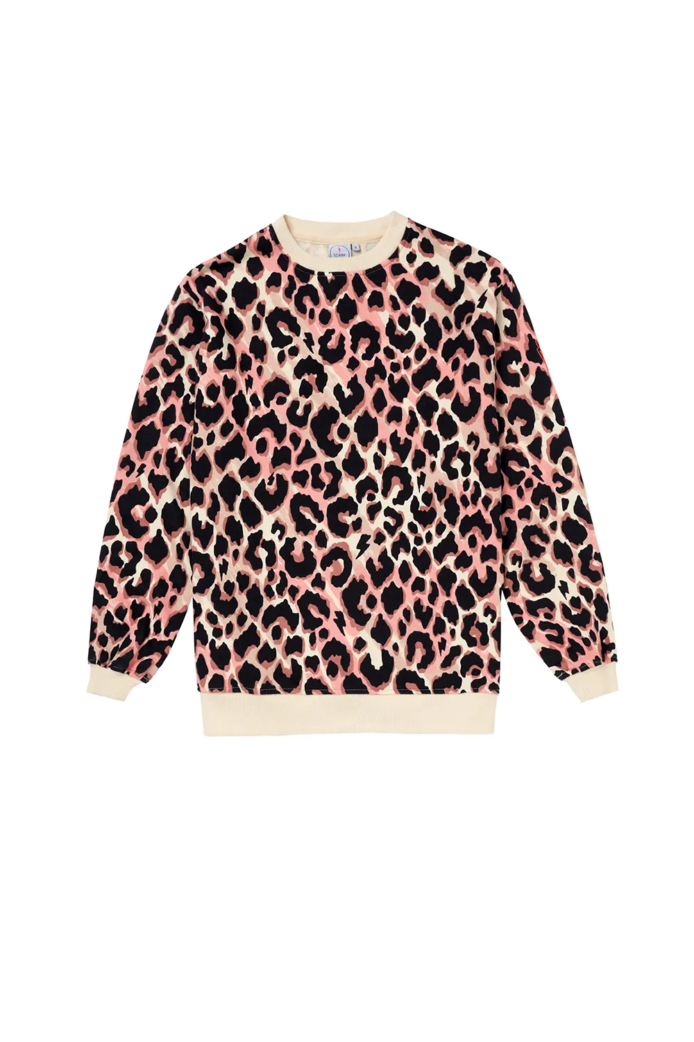 Mixed Neutral with Black Shadow Leopard Oversized Sweatshirt