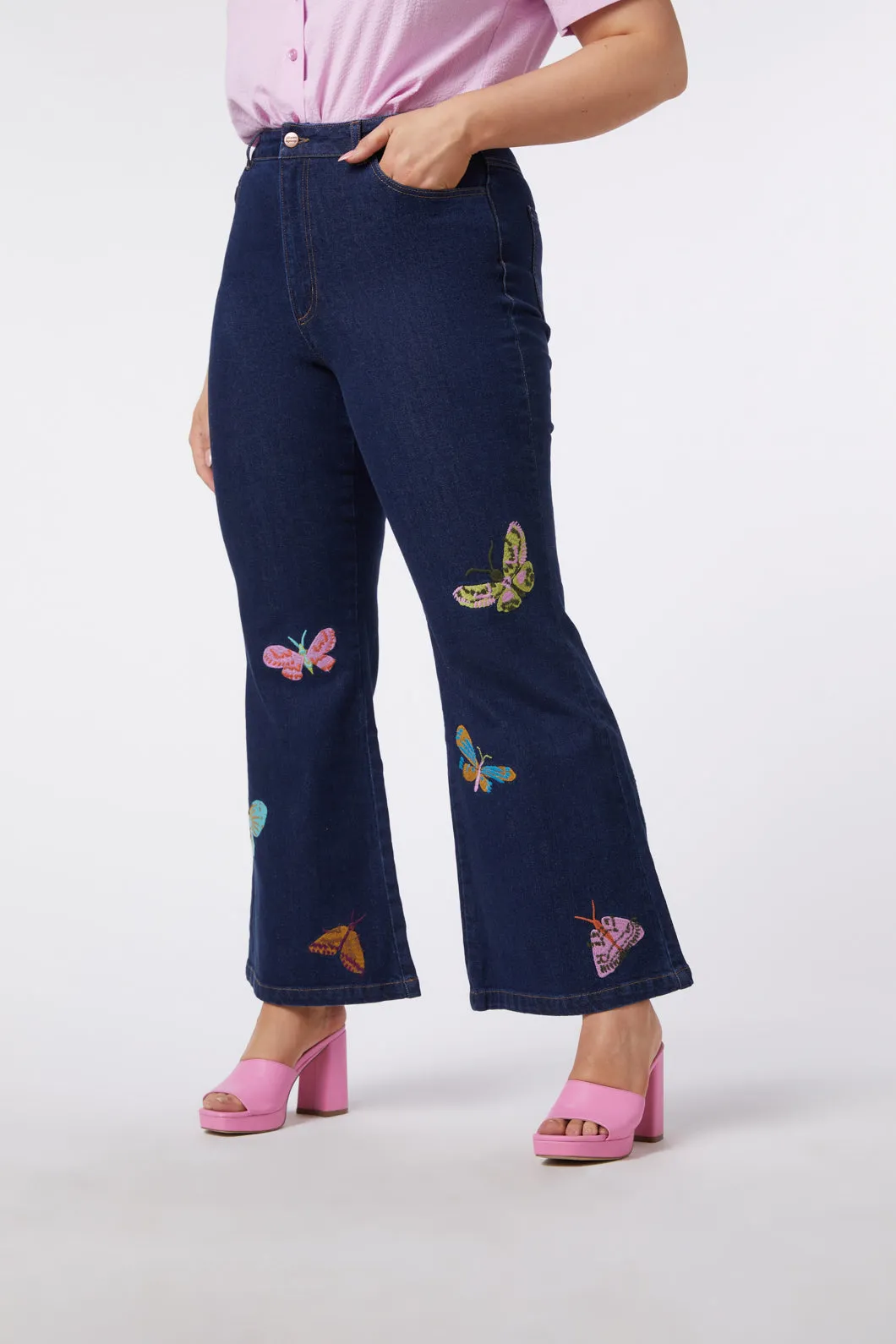 Moth Embroidered Jean