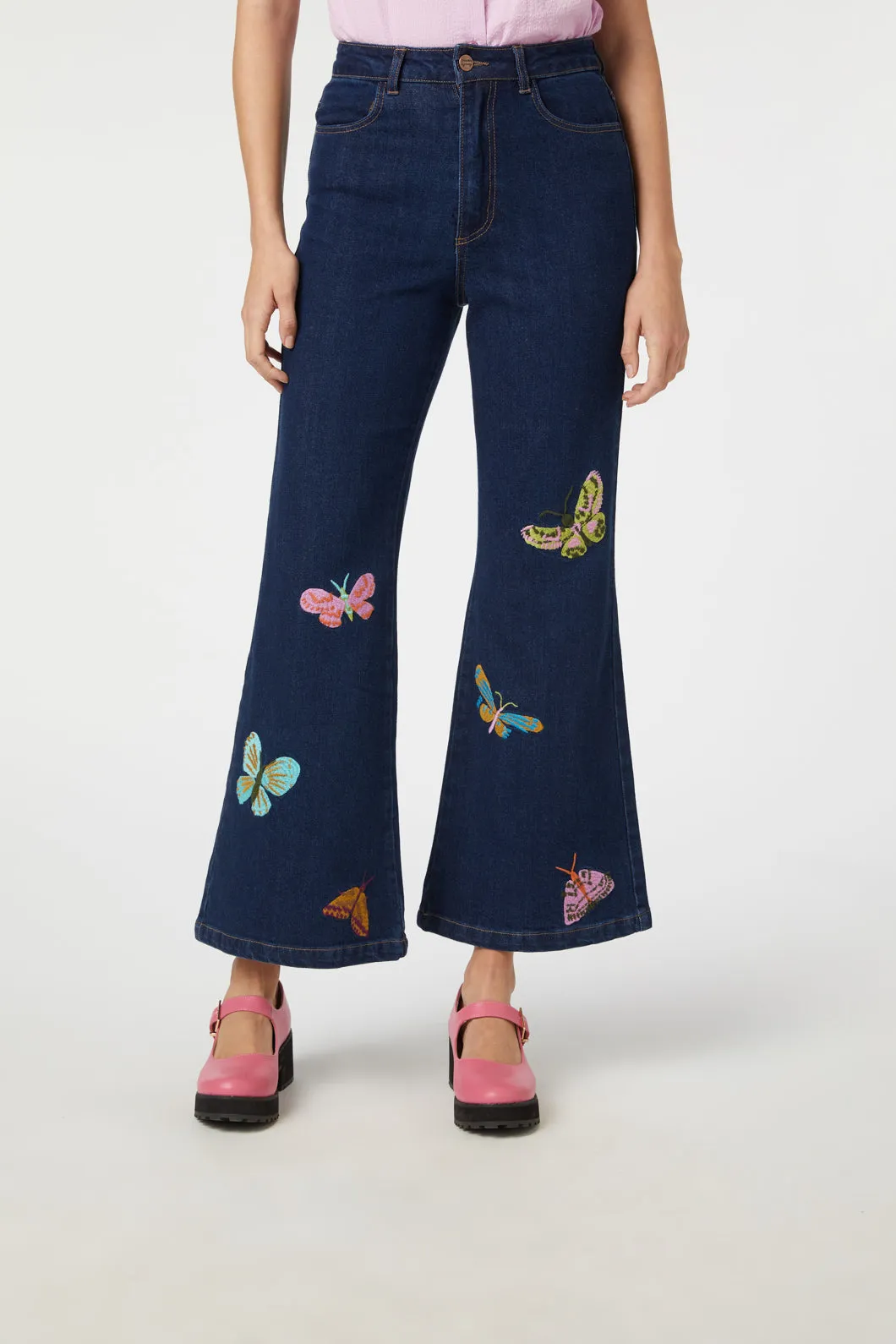 Moth Embroidered Jean